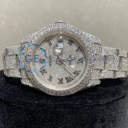 Roman Numeric In Dial Iced Out Moissanite Men's Watch