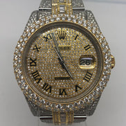 Dual Tone Round And Baguette Moissanite Wrist Watch
