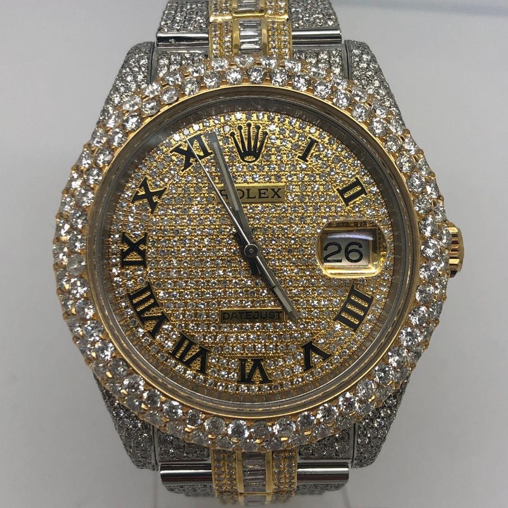 Dual Tone Round And Baguette Moissanite Wrist Watch
