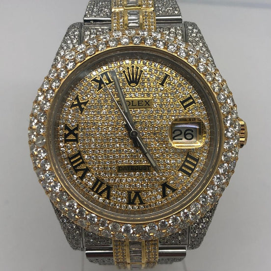 Dual Tone Round And Baguette Moissanite Wrist Watch