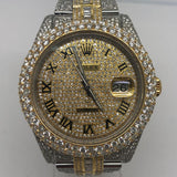 Dual Tone Round And Baguette Moissanite Wrist Watch