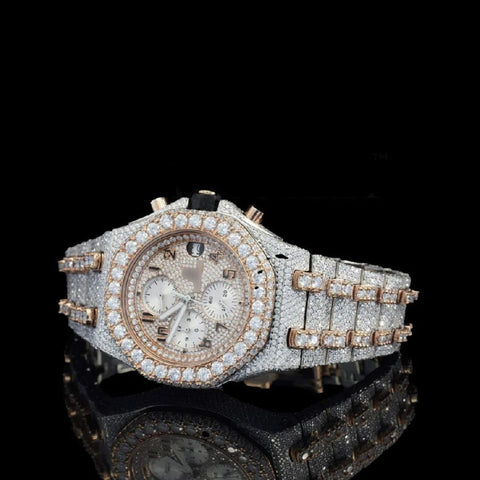 Dual Tone Automatic Moissanite Watch