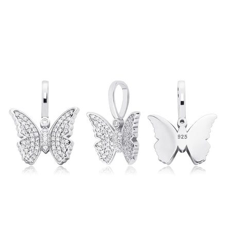 925 Sterling Silver Moissanite Diamond Butterfly Pendant