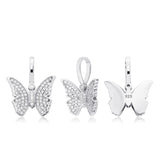 925 Sterling Silver Moissanite Diamond Butterfly Pendant