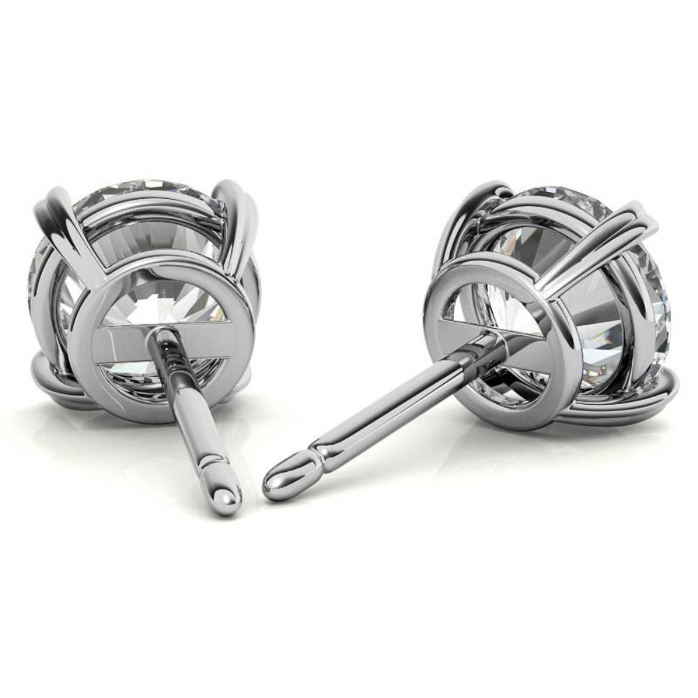 Heart Shaped Prong Round Moissanite Earrings