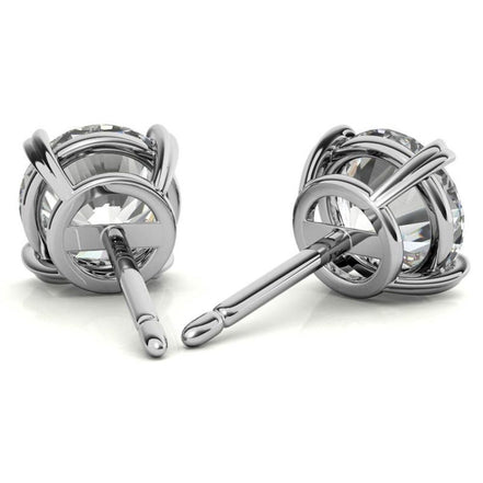 Heart Shaped Prong Round Moissanite Earrings