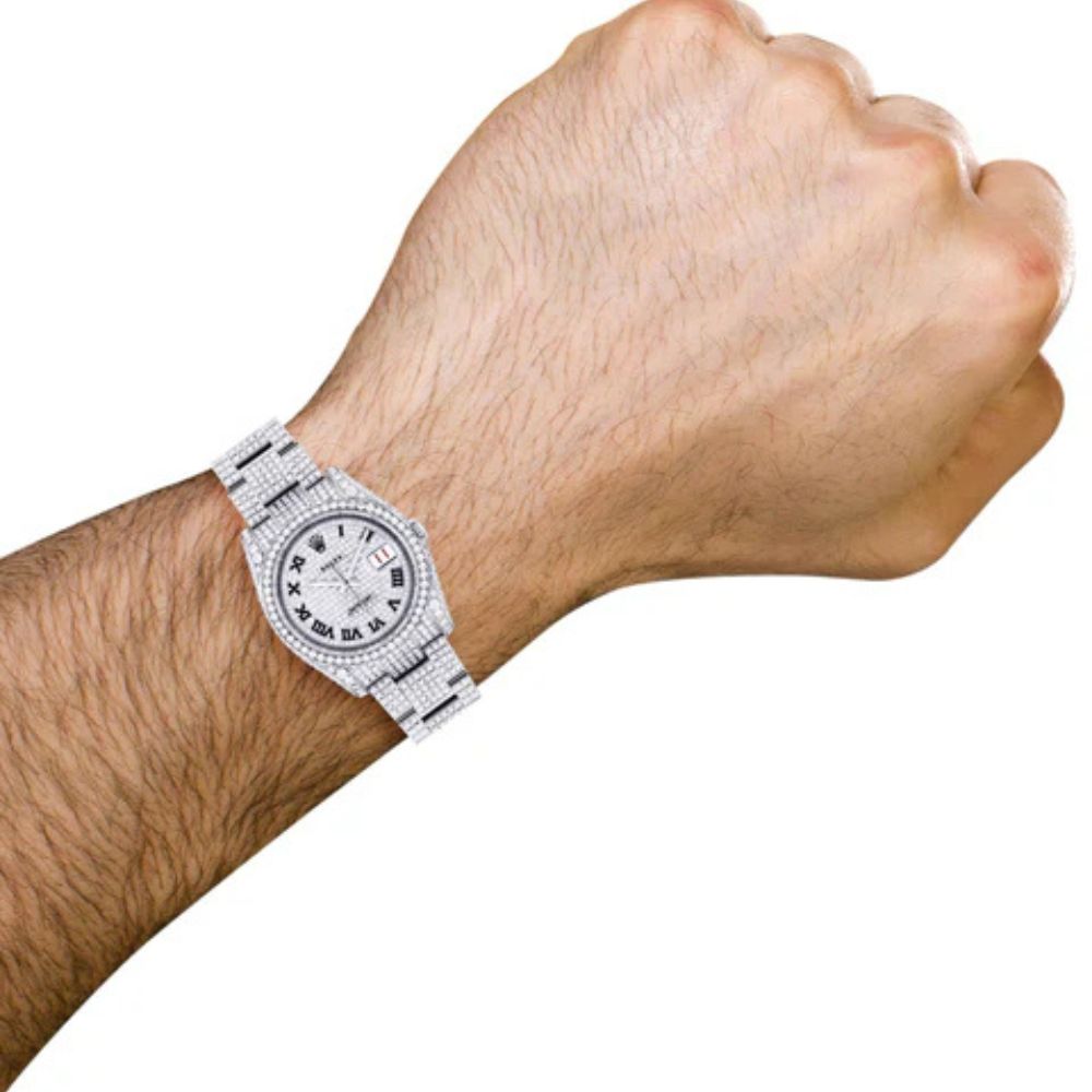 Fully Iced Out Moissanite Date Just Hip Hop Watch