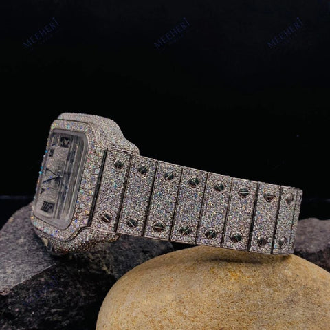 Full Iced Out Automatic D Color Moissanite Watch For Men's