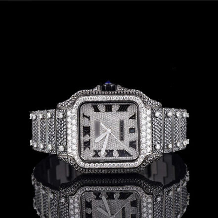 Moissanite Diamond Roman Dial Wrist Men's Watch