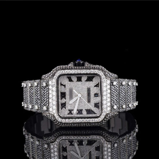 Moissanite Diamond Roman Dial Wrist Men's Watch