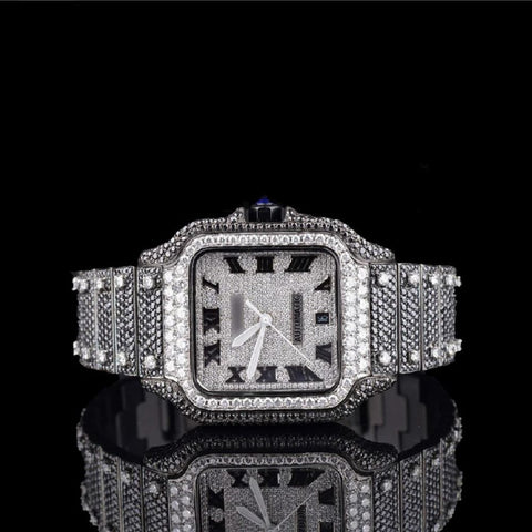 Moissanite Diamond Roman Dial Wrist Men's Watch