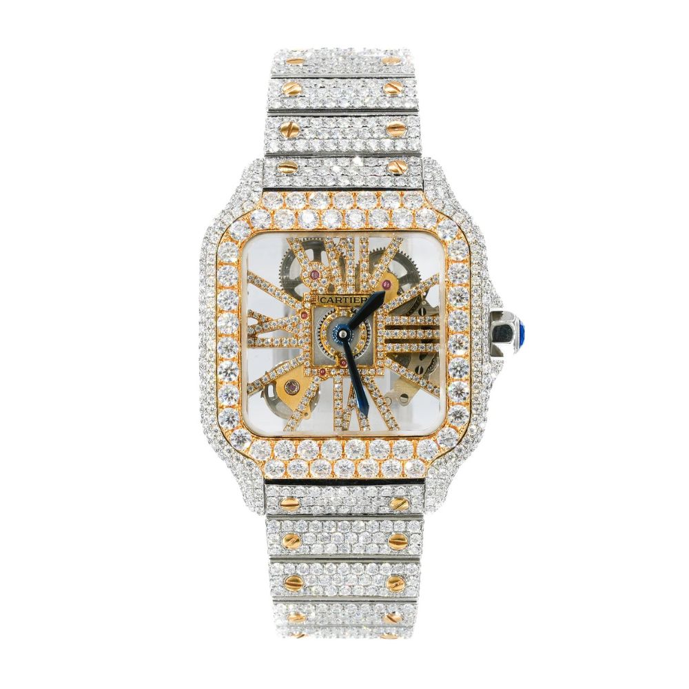 Skeleton Automatic Dual Tone Moissanite Fancy Watch