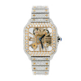 Skeleton Automatic Dual Tone Moissanite Fancy Watch