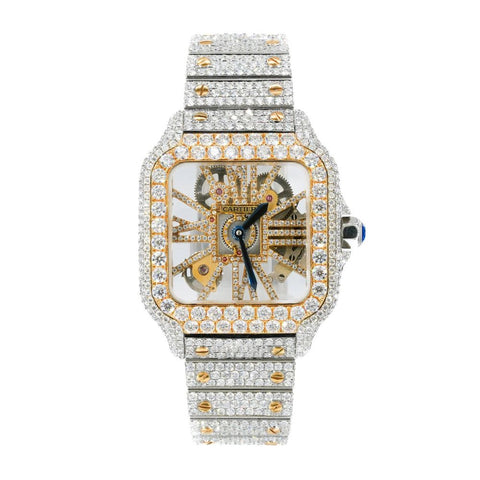 Skeleton Automatic Dual Tone Moissanite Fancy Watch