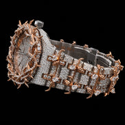 Dual Tone Leafe Style Moissanite Diamond Unique Style Men's Watch