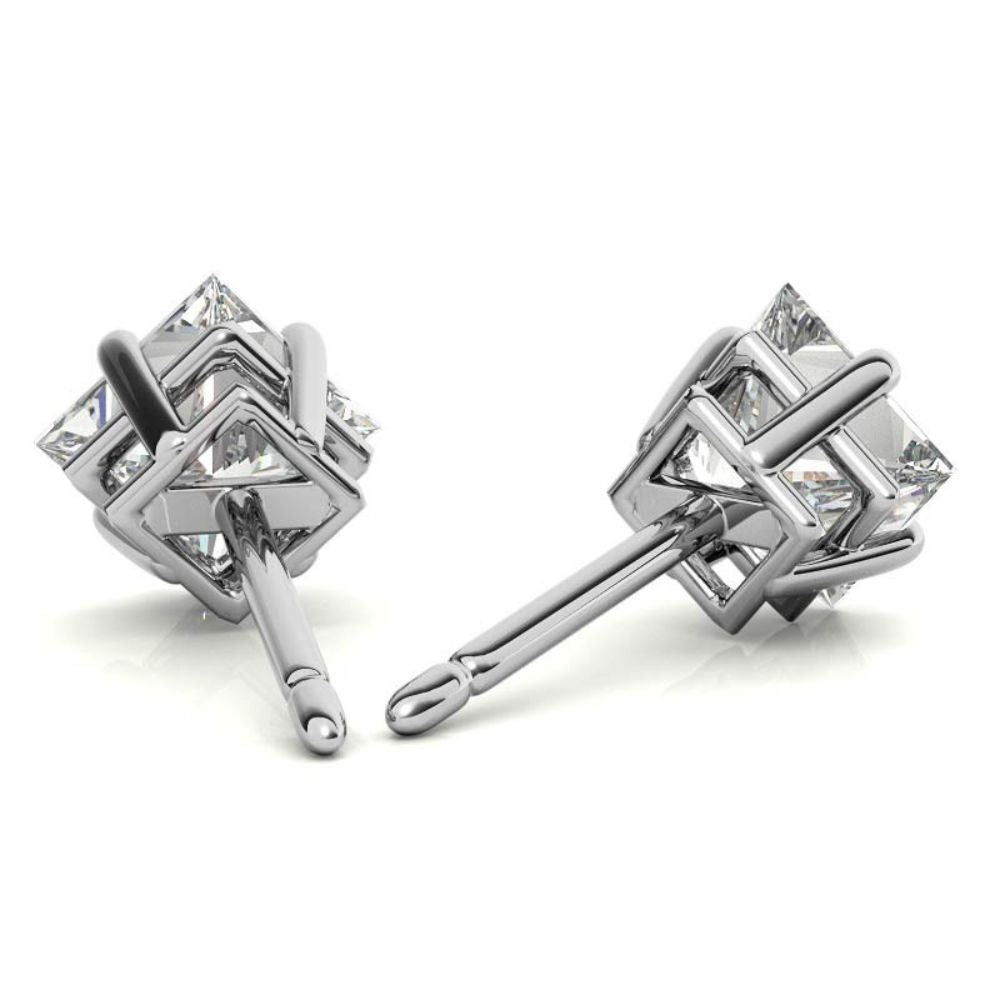 Fine Jewelry Princess Cut Moissanite Stud Earrings