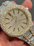 Dual Tone Moissanite Wrist Watch For Men's