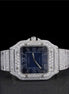 Blue Color Moissanite Iced Out Wrist Watch For Men's