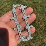 Iced Out Moissanite Diamond Infinity Link Cross Bracelet