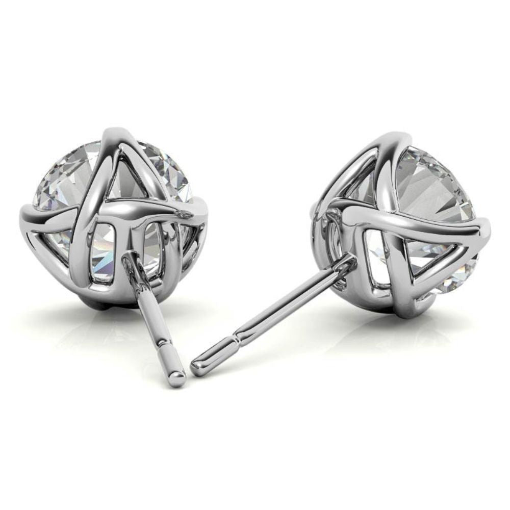 Four Prong Round Cut Moissanite Earrings