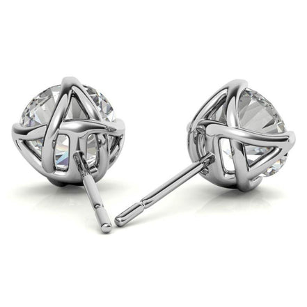 Four Prong Round Cut Moissanite Earrings