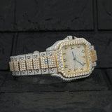 Dual Tone Arabic Dial Moissanite Hip Hop Watch