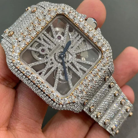 Skeleton Dual Tone Moissanite Custom Watch