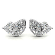 Marquise and Round Moissanite Cluster Earrings
