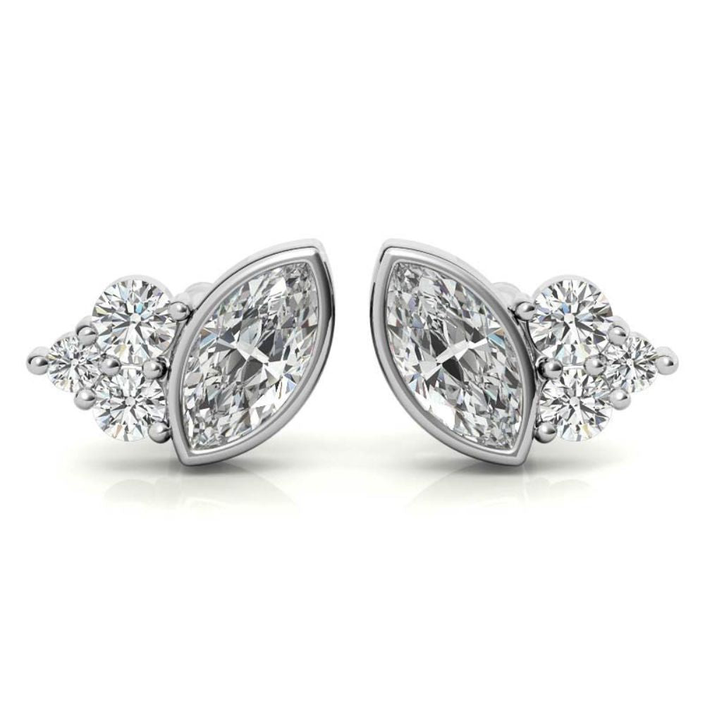 Marquise and Round Moissanite Cluster Earrings