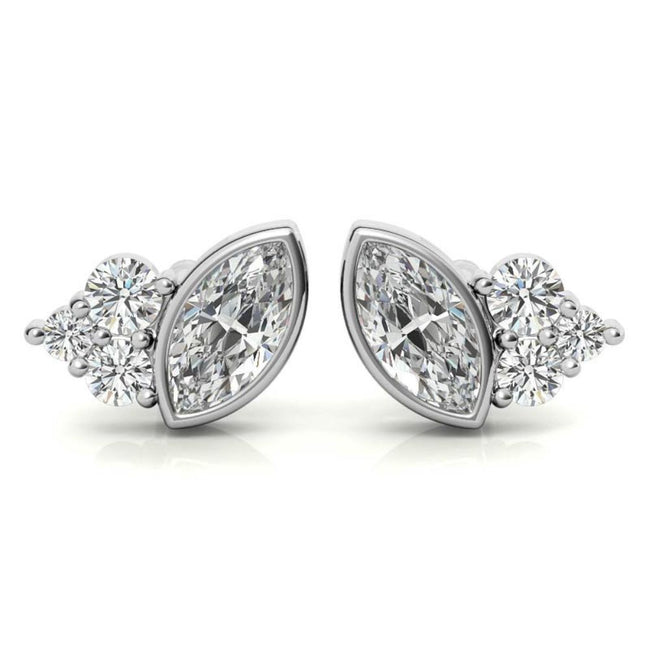 Marquise and Round Moissanite Cluster Earrings