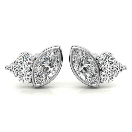 Marquise and Round Moissanite Cluster Earrings