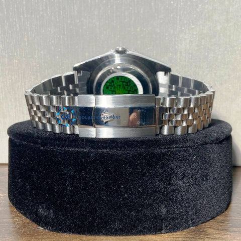 Grey Dial Stainless Steel Moissanite Diamond Watch