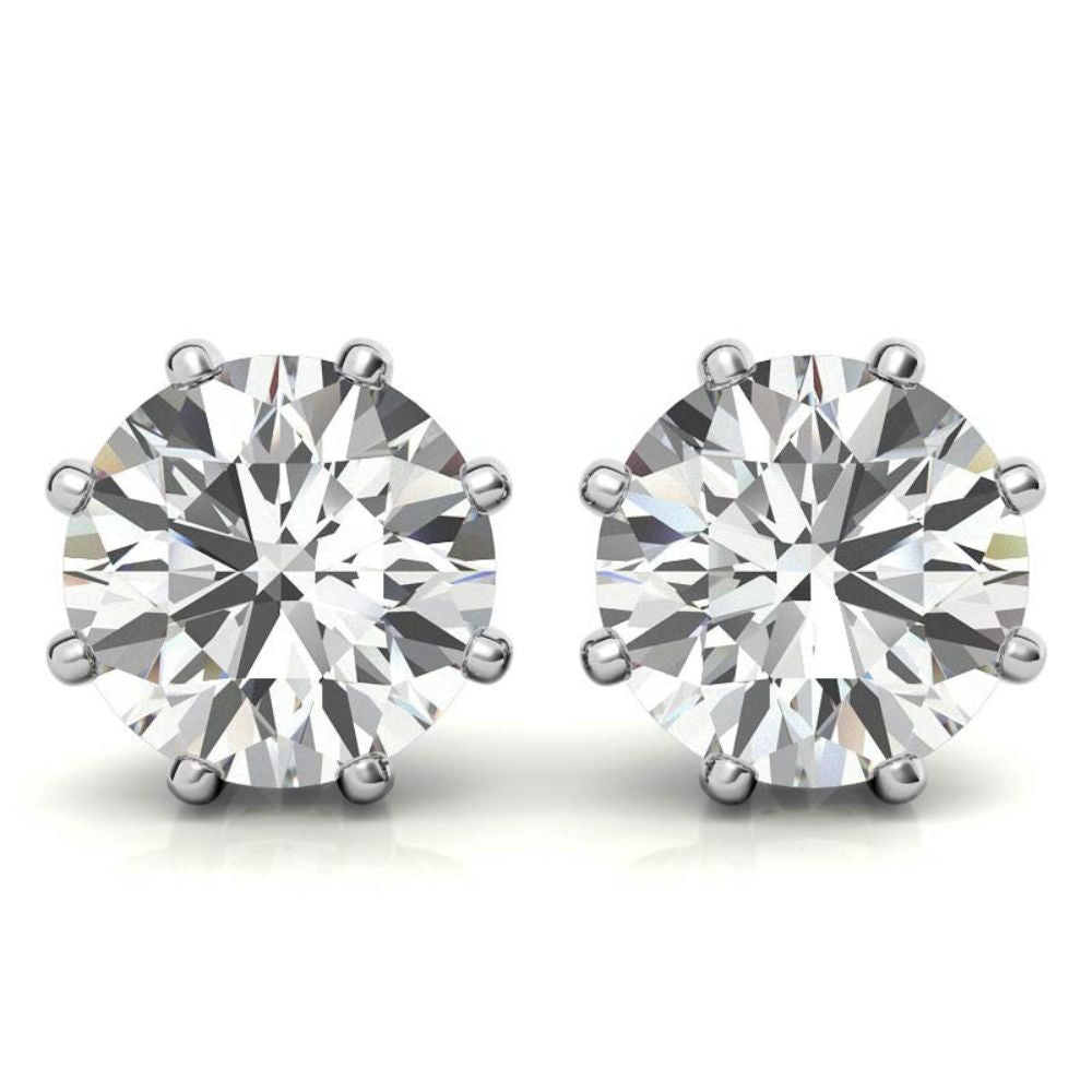 Eight Prong Setting Round Moissanite Small Stud Earrings