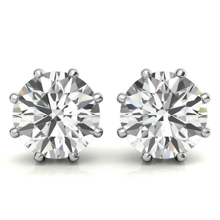 Eight Prong Setting Round Moissanite Small Stud Earrings