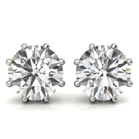 Eight Prong Setting Round Moissanite Small Stud Earrings