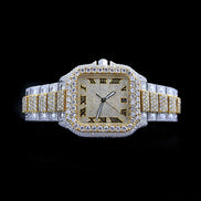 Dual Tone Iced Out Moissanite Watch For Men's