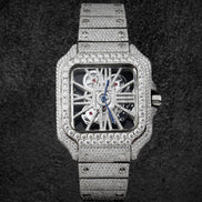 Iced Out Moissanite Diamond Skeleton Watch For Men's