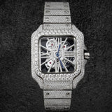 Iced Out Moissanite Diamond Skeleton Watch For Men's