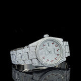 Red Color Arabic Numeric Iced Out Watch