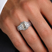 Moissanite Emerald Cut Solitaire Engagement Ring For Men's