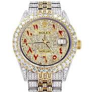 Red Arabic Numeric Moissanite Iced Out Watch