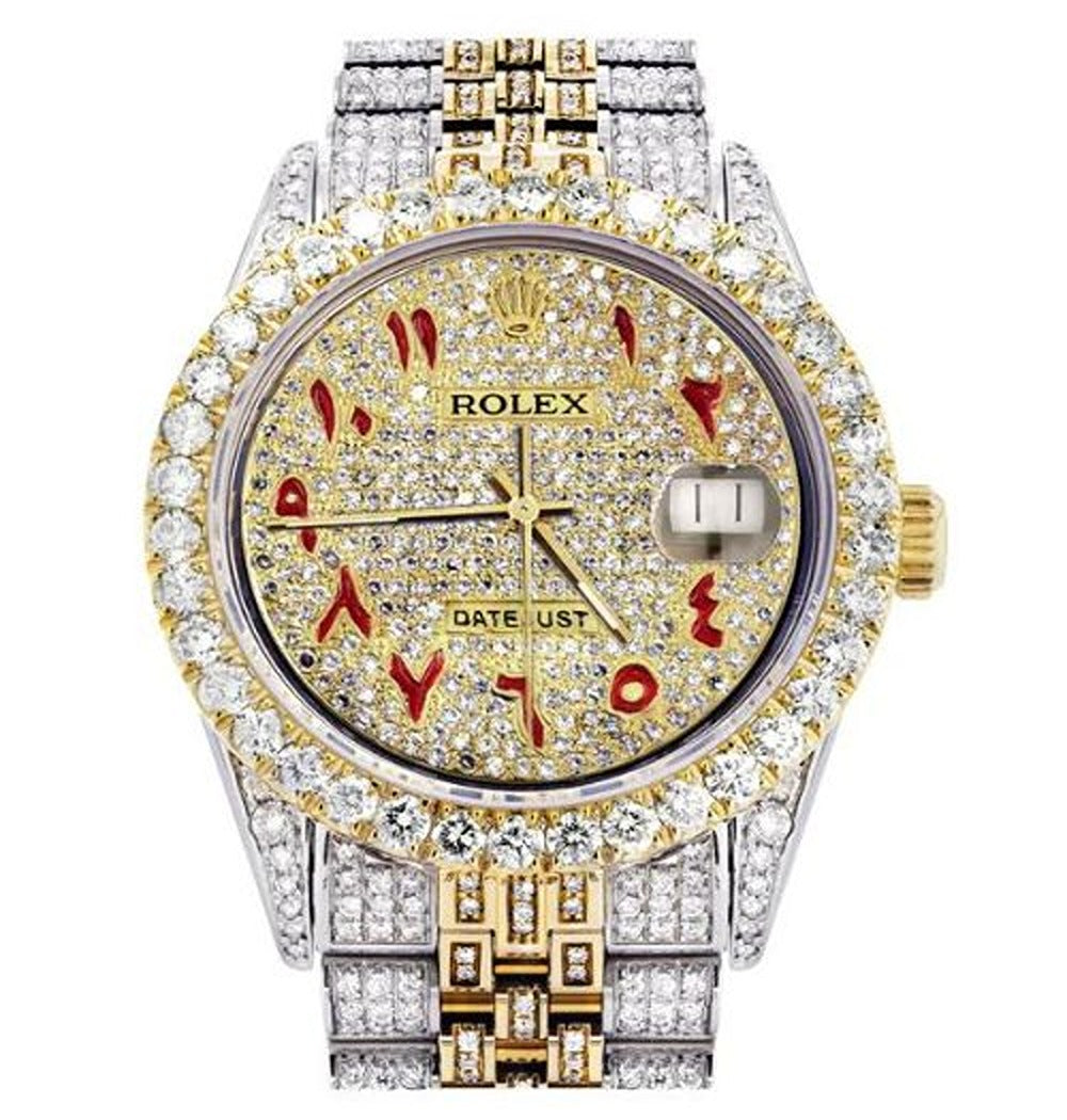Red Arabic Numeric Moissanite Iced Out Watch