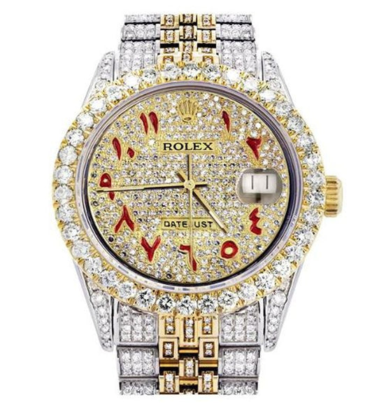 Red Arabic Numeric Moissanite Iced Out Watch