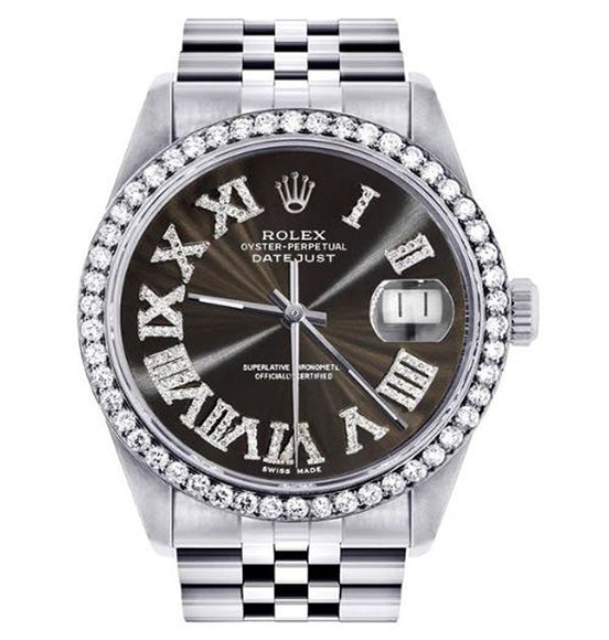 Roman Numeric Automatic Moissanite Stylish Watch