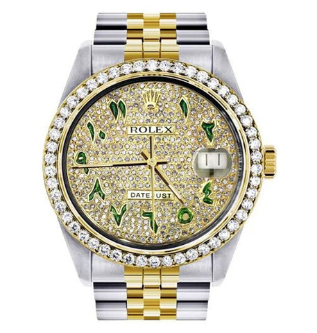 Luxury Moissanite Green Arabic Dial Hip Hop Watch