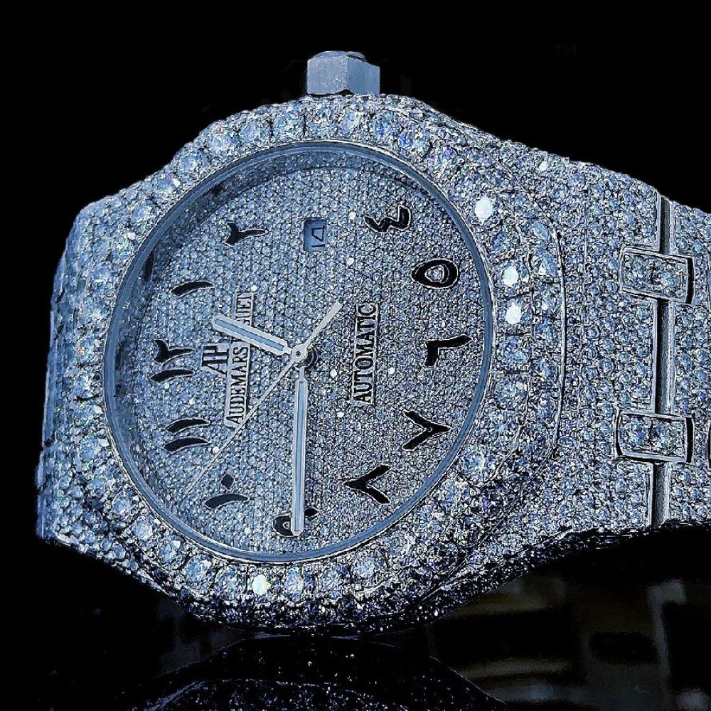 Stainless Steel Moissanite Iced Out Wrist Watch