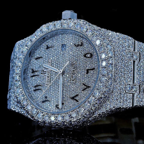 Stainless Steel Moissanite Iced Out Wrist Watch