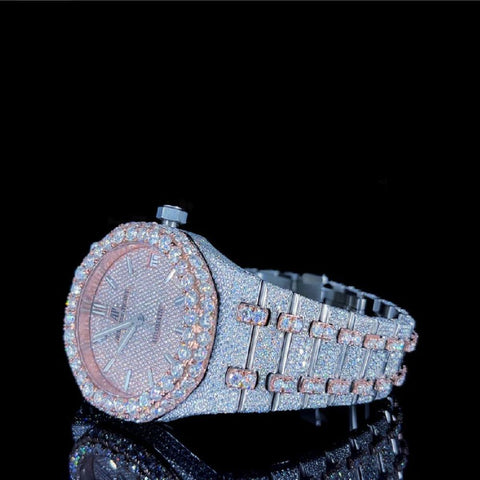 Rose And White Dual Tone Automatic Moissanite Watches