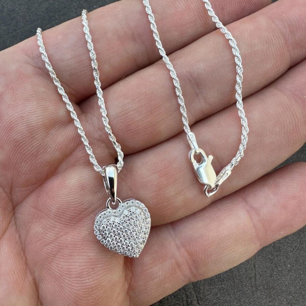 Heart Shape Round Moissanite Pendant
