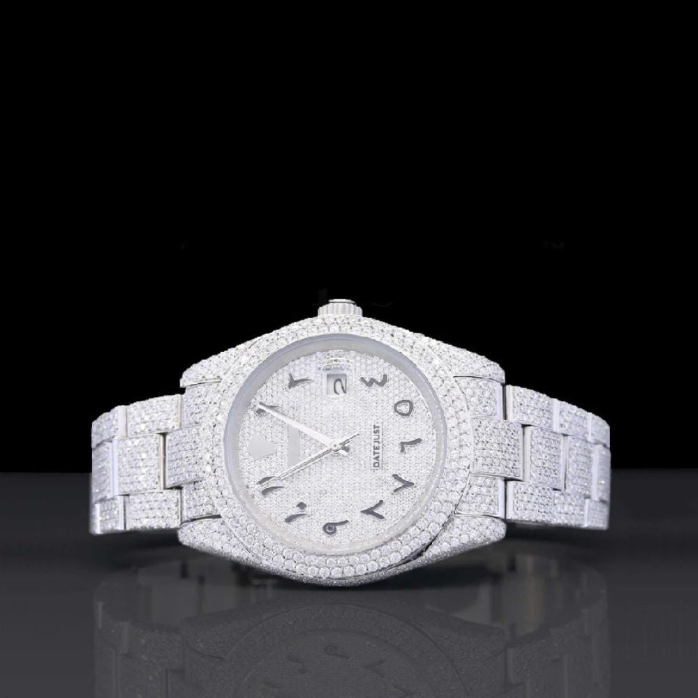 Iced Out Automatic Arabic Dial Moissanite Watches